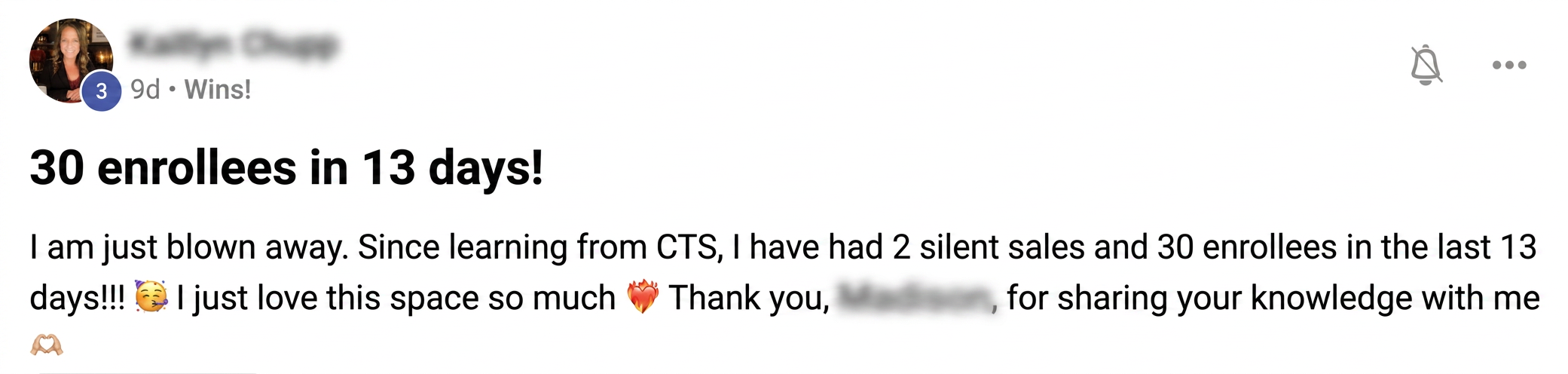 Kaitlyn Chupp — 30 enrollees in 13 days